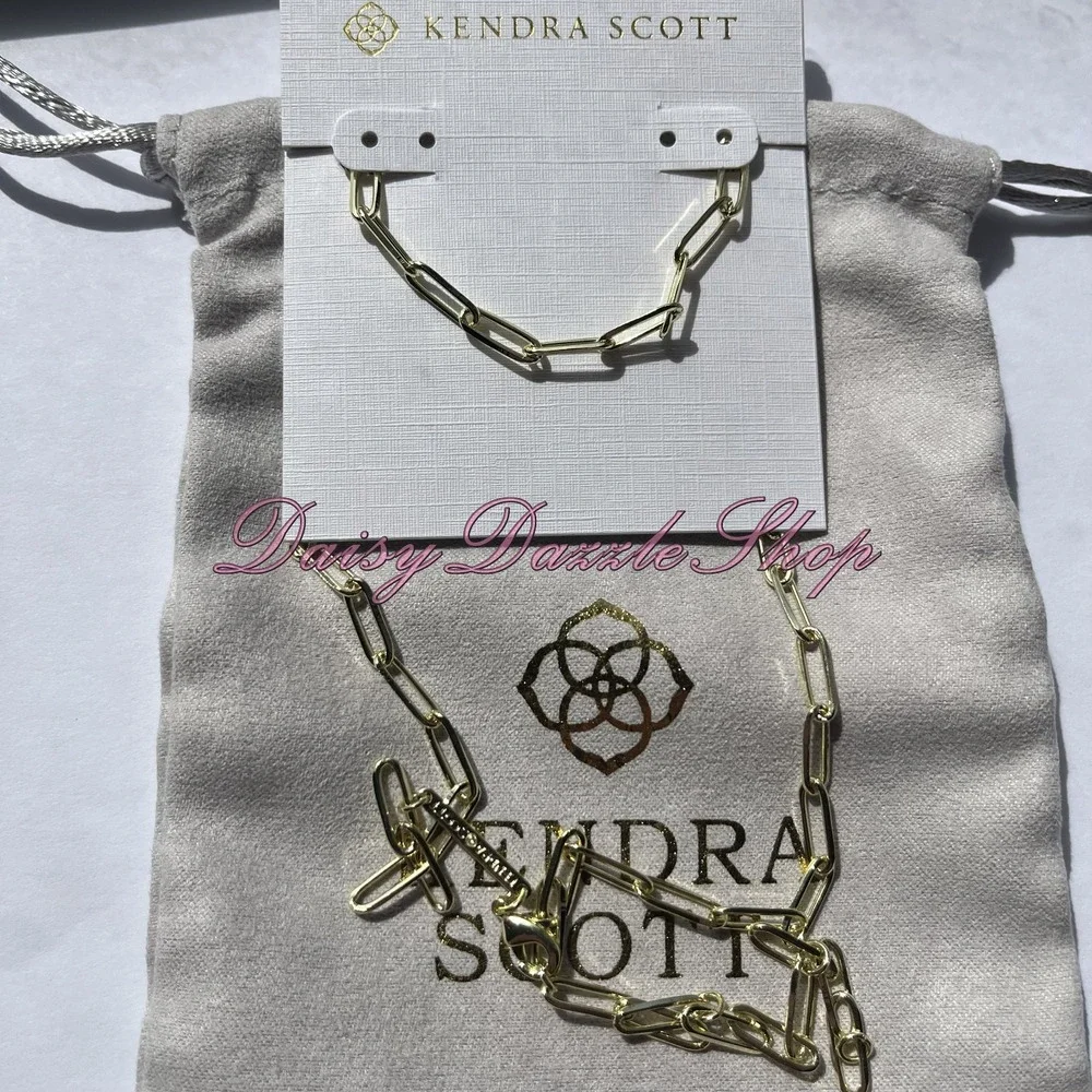 ✨Defective Kendra Scott Courtney Paperclip Necklace Fashion‎ Jewelry Gold New ✨